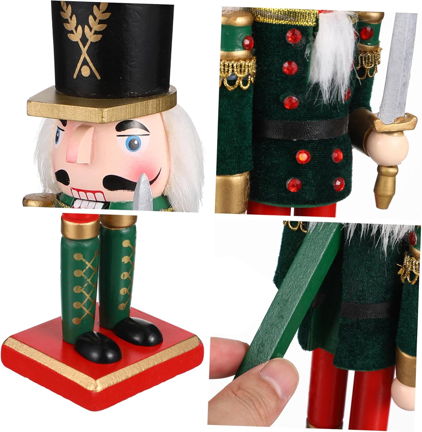 SEWACC Pirate Nutcracker Figures Wooden Nutcracker Ornaments Festive Christmas Puppet Wooden for Shelves Tables