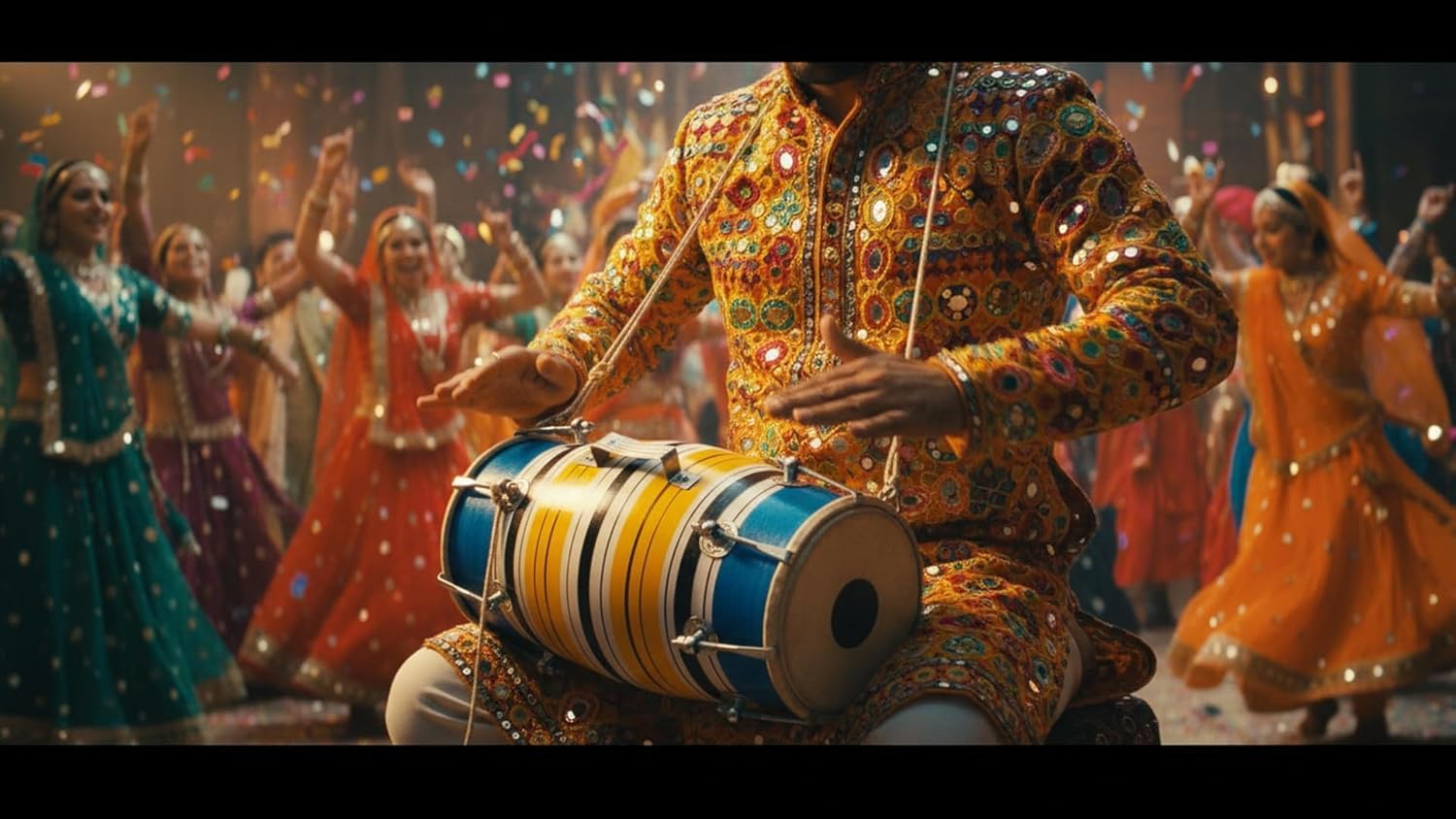 Set di tamburi classici indiani folk tabla Dholak da 35,5 cm, fatto a mano, in legno e pelle, con 14 bulloni regolabili e chiave di accordatura, strumenti musicali a percussione a mano per musicisti