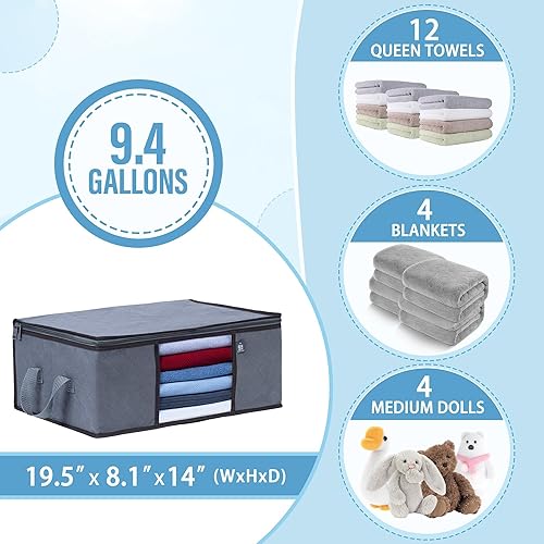 Miniatura 4 de VENO - Organizador de bolsas de almacenamiento extra grande con asa reforzada y plegable con cremallera resistente y tejido grueso para edredones