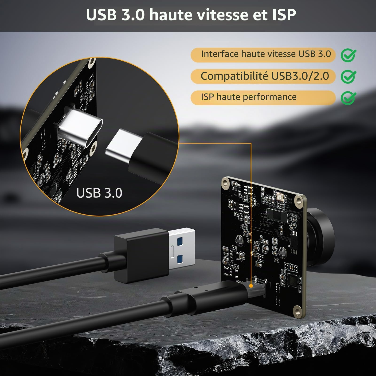 innomaker Module Caméra USB 3.0 UVC avec Capteur IMX415, 4K@30FPS & 1080P@60FPS, Plug and Play pour Windows/Linux/Mac/Android/Raspberry Pi/Jetson Nano/Arm Boards