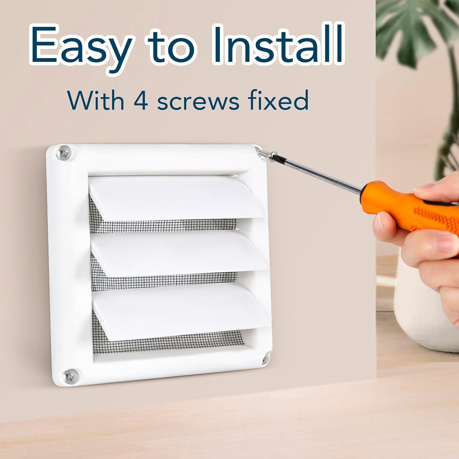 6 Inch Louvered Dryer Vent Cover, Outside Exhaust Air Vent Cover with 4 Pcs Screws, Vent Hood Outlet for Exterior Wall, Outside, Outdoor (6 Inch-Active)