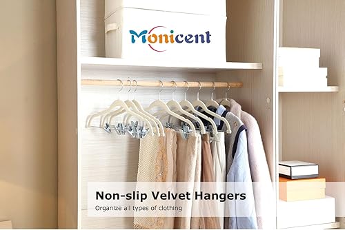 Miniatura 3 de Paquete de 24 perchas de terciopelo para pantalones y faldas con clips ajustables, juego de perchas de ropa de 16.7 pulgadas para trajes, abrigos,