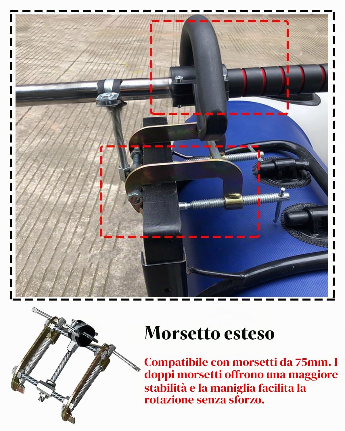 Motore Fuoribordo Batteria per Barca da Pesca con Motore Elettrico, Motore Fuoribordo Elettrico per Paddle Board, Pagaia di Emergenza Portatile per Kayak(With Bracket,L-125cm(49 1/4"))