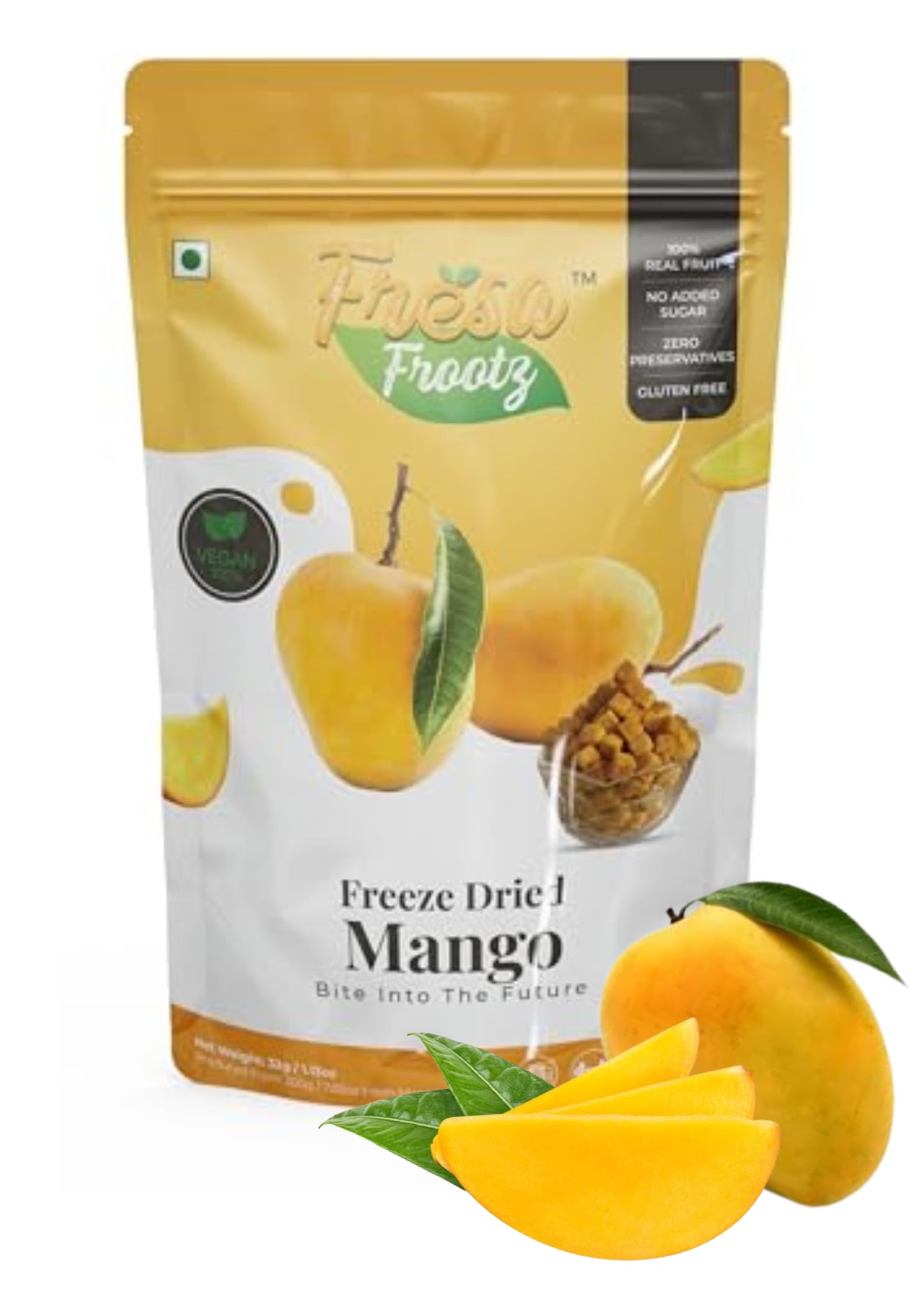 Fresa Frootz Real Mango Fruit Snack|Freeze Dried, Healthy & Crunchy|No Preservatives or Sugar|Rich in Vitamin A & C|32g (Pack of 1)-image-48
