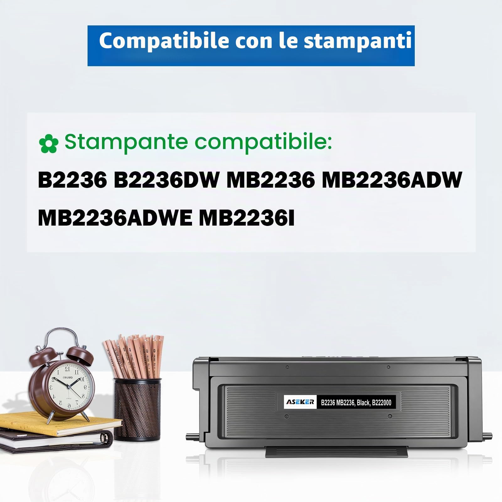 B222000 Toner di Cartuccia Nero Compatibile per Lexmark B2236 B2236DW MB2236 MB2236ADW MB2236ADWE MB2236I Stampanti