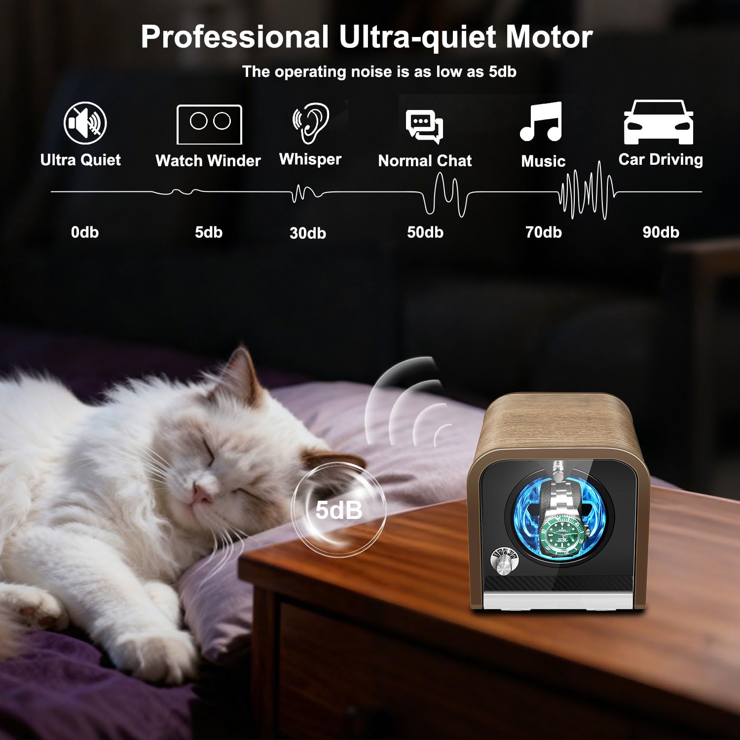 Watch Winder for 1/2/4 Automatic Watches,with Super Quiet Motor, Flexible Watch Pillows