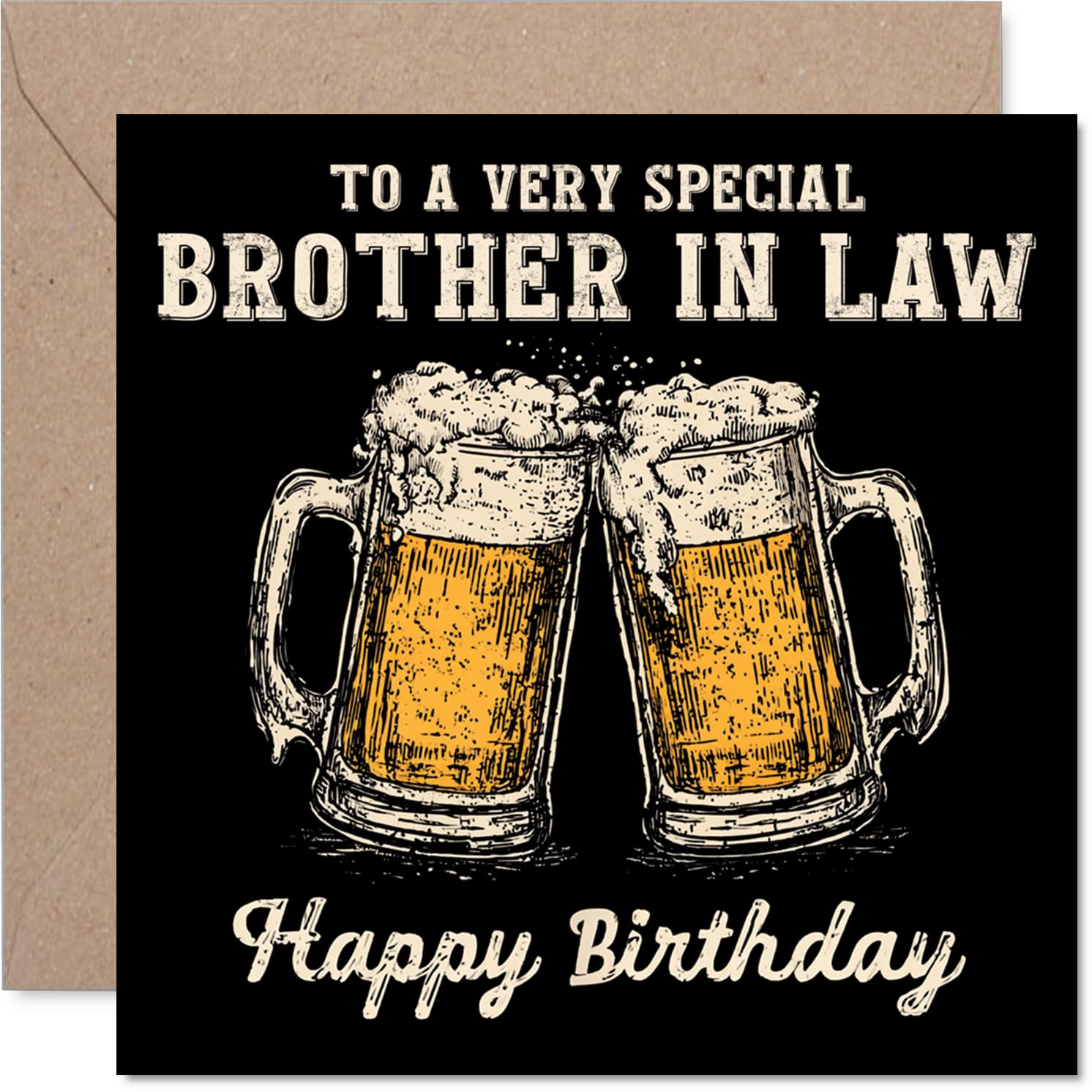 Brother in Law Birthday Card - Bday Beer - Happy Birthday Card for Brother in Law from Sister Sibling, 145mm Cheers Beer Greeting Cards