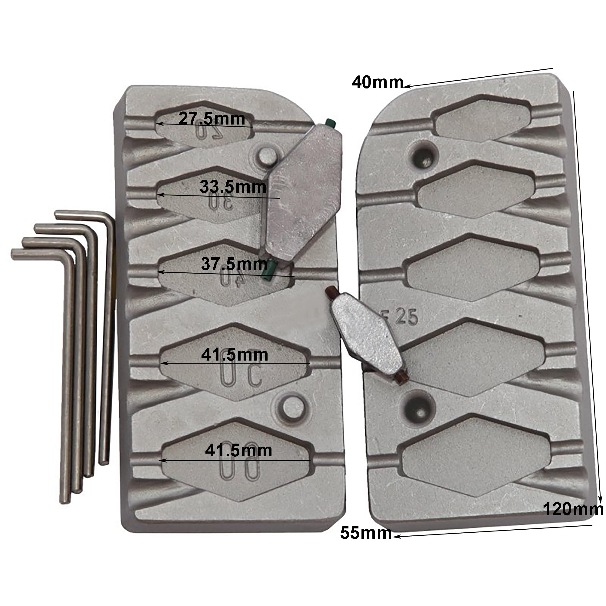 Hexagon In-Liner - Stampo per pesca in alluminio, 20-30-40-50-60 g, per piombini da pesca