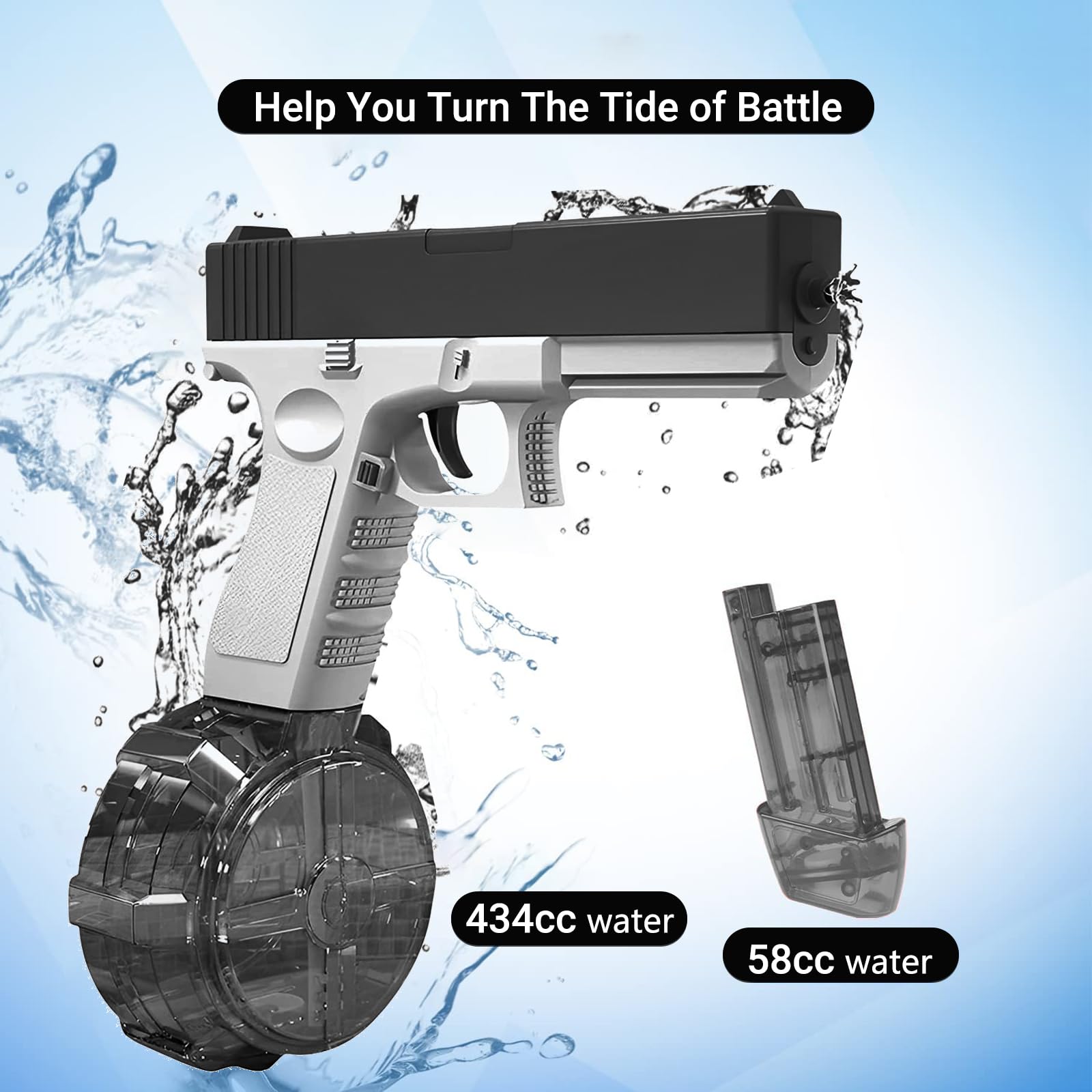 Pistola ad Acqua Elettrica,2 Pezzi Pistole ad Acqua per Bambini,Pistole ad Acqua Potenti a Lunga Distanza,Water Gun,Pistola ad Acqua Giocattolo,per Spiaggia,per Bambini e Adulti