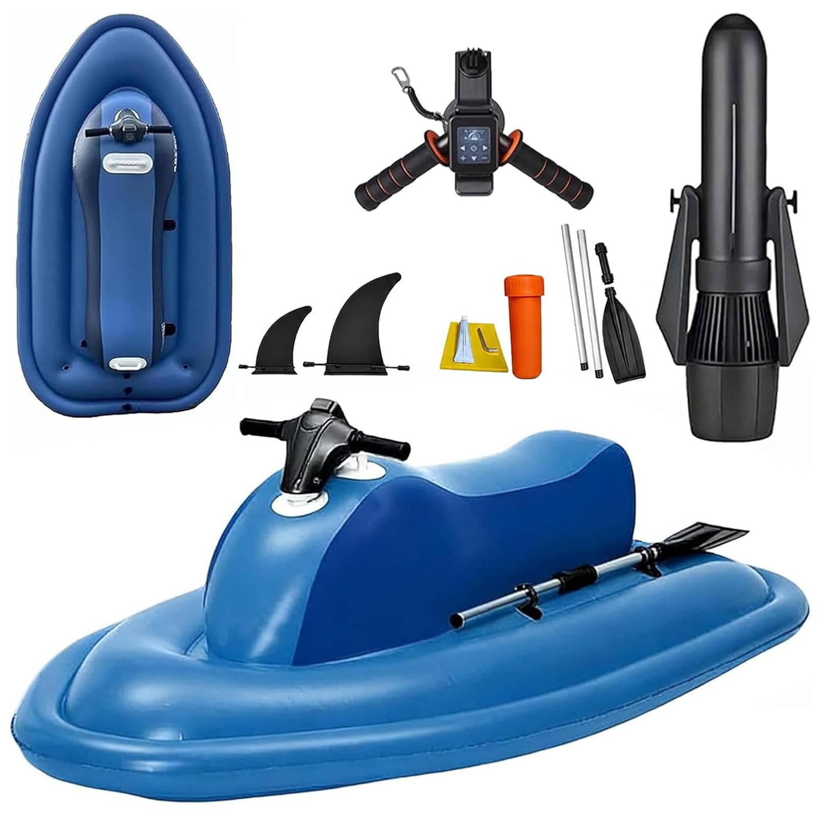 Electric Inflatable Boat With Motor, Seated Floating Pool Motor Boat 700W