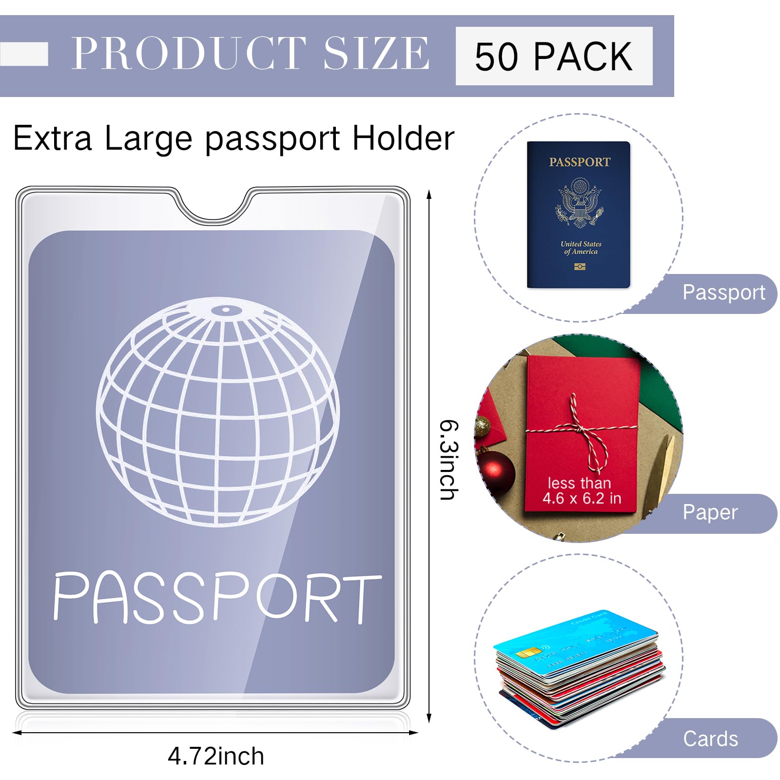 Patelai 4x 6in Passport Holder With Thumb Notch PVC