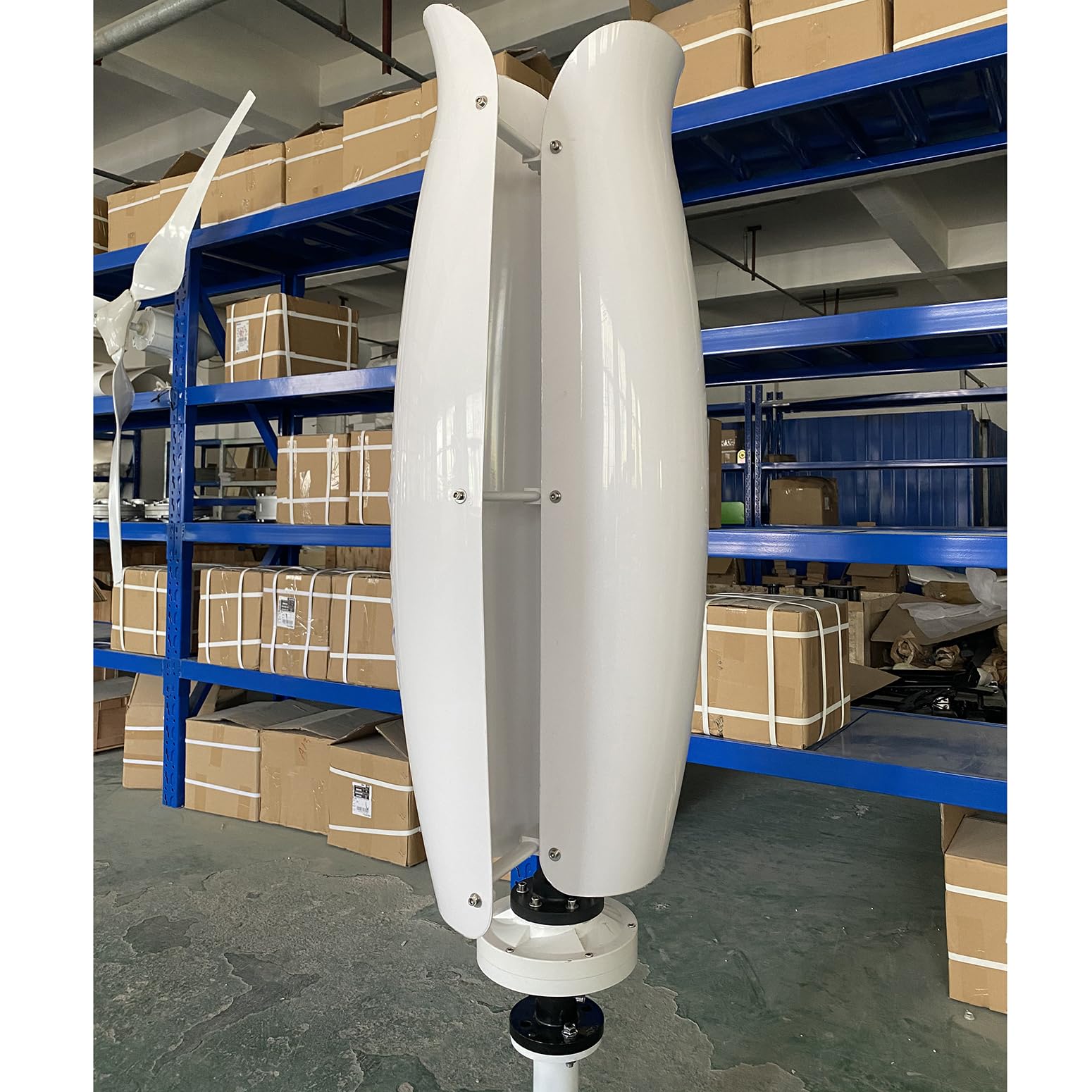 3KW Windkraftanlage Generator Windkraftanlagen 12V / 24V / 48V Vertikale Windgenerator Mit MPPT-Controller Und 2 Glasfaserflügeln, Dreiphasiger Magnetschwebebahngenerator,Weiß,3000W48V