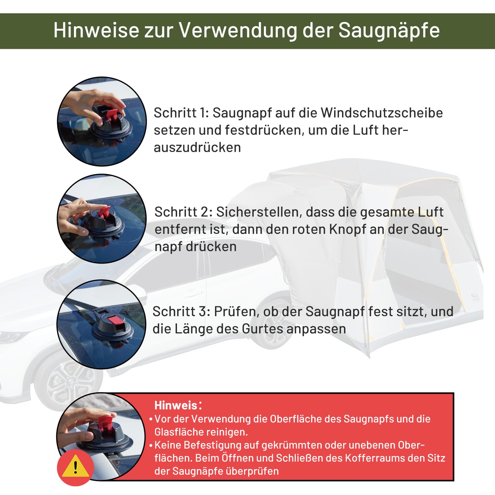 TIMBER RIDGE Heckzelt Auto 4-5 Personen Autozelt Heckklappe 2000 mm Wasserdicht Camping Zelt SUV für Wohnwagen Familie Reise 305cmx245cm