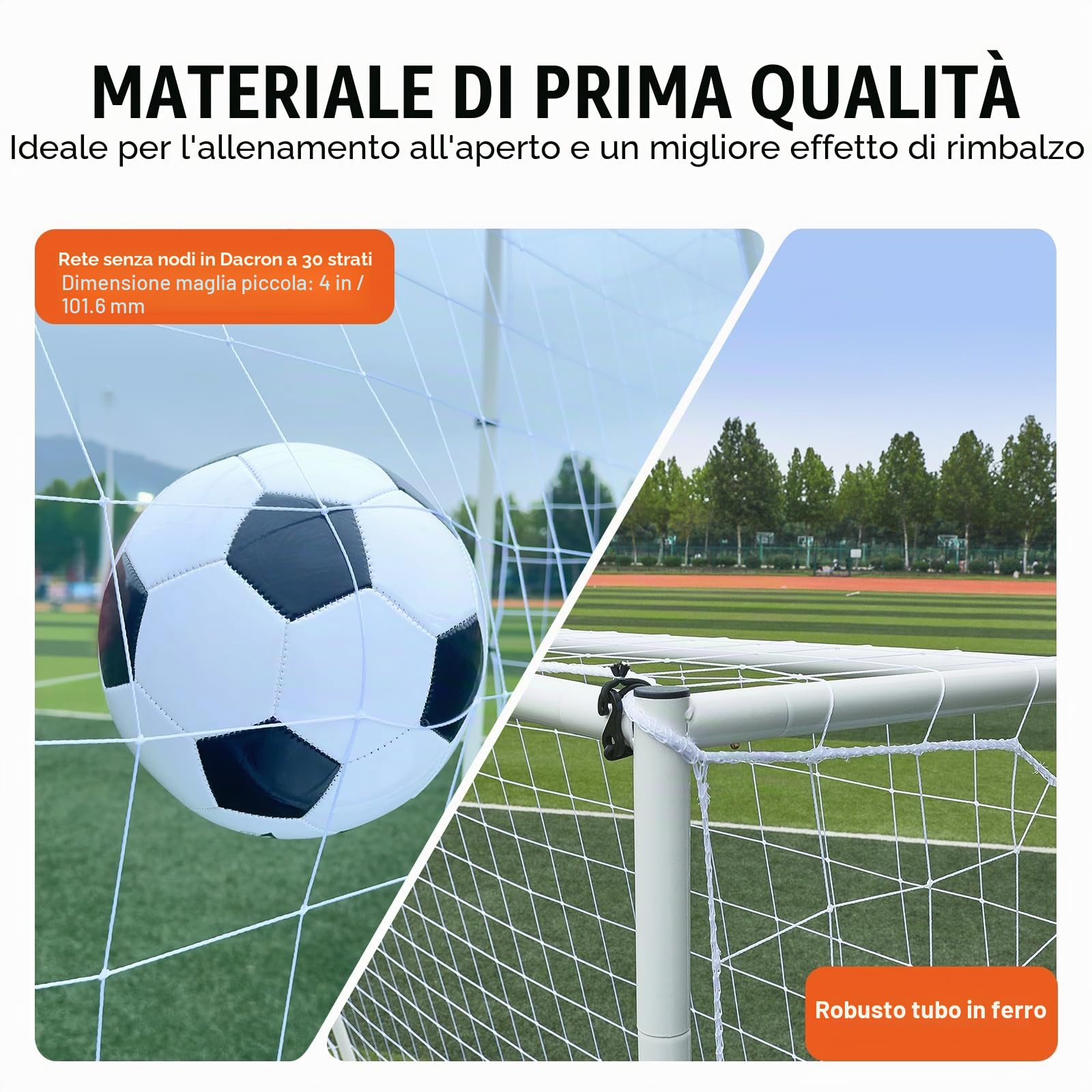 VEVOR Allenatore di rimbalzo per calcio, attrezzatura da allenamento per calcio in ferro, parete da rimbalzo per calcio, rete da rimbalzo su entrambi i lati, facile da montare, perfetta per praticare