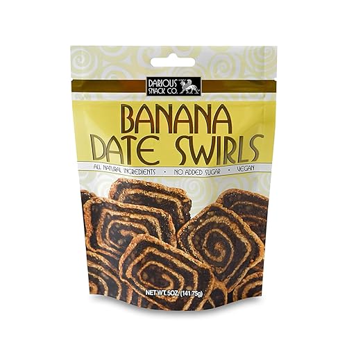 Darious Snack Co. Remolinos veganos de plátano para café y té, deliciosas galletas de desayuno, ligeramente dulces y saladas, todos los ingredientes