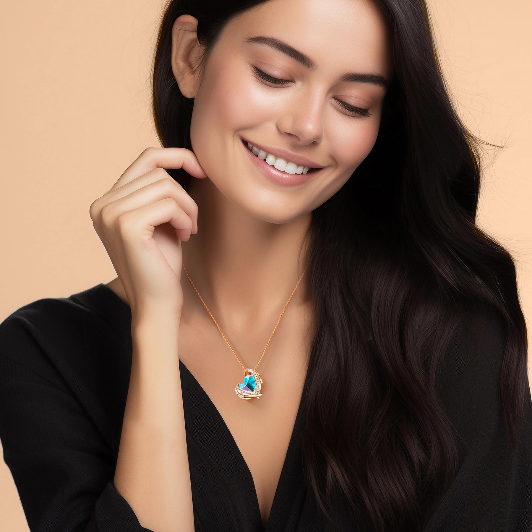 CDE Kette Damen Rosegold Herz Halskette für Frauen Schmuck mit Elegante Geschenkverpackung Weihnachten Geschenk für Sie Frau Freundin Mama Valentinstag/Party/Hochzeitstag/Jubiläum/Geburtstag