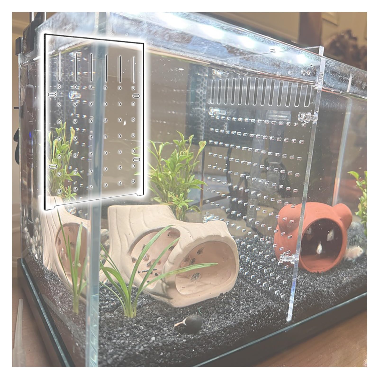 ERRULAN Divisor de Acuario Ajustable Transparente Acrílico Divisor de Acuario, para bebés Separador de pecera con Ventosa, Accesorios para acuarios de Peces Betta(L 0.15m/0.49ft,W 0.3m/0.98ft)