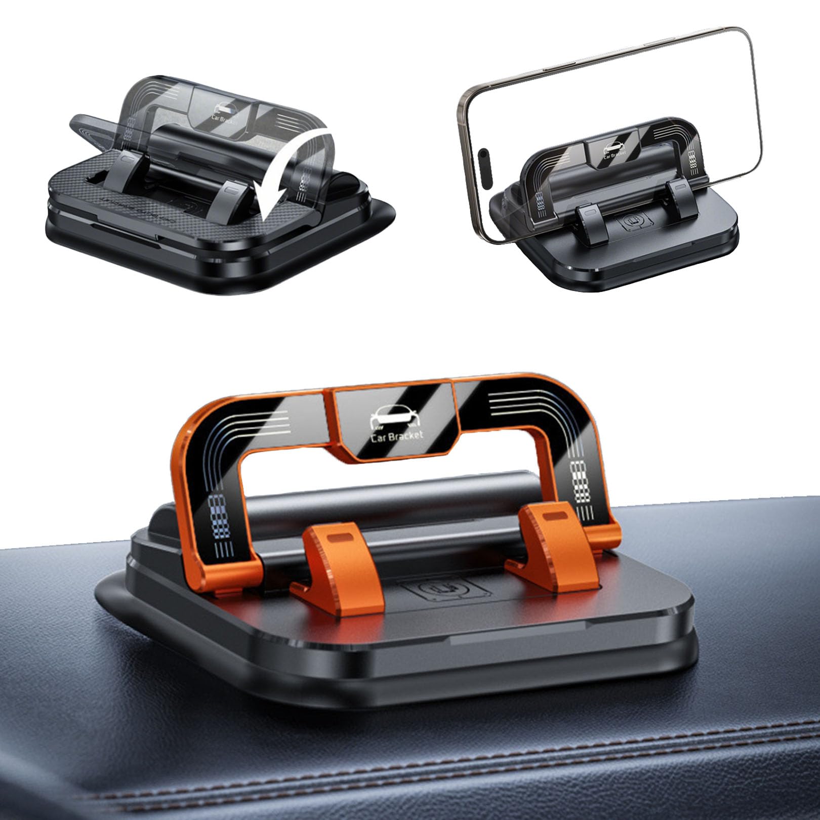 Car Phone Holder 360 Degree Rotation Universal 360 Dashboard Phone Holder with Parking Sign Foldable Design Stable and