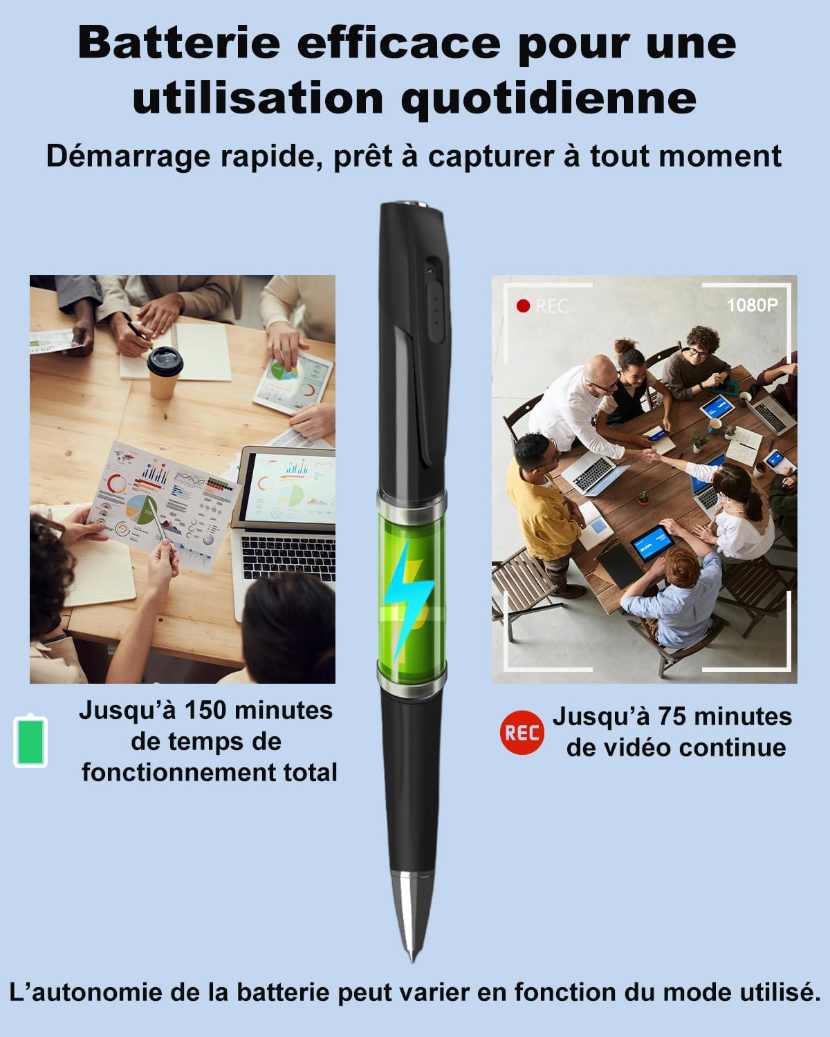 Bextgoo Camera Espion, Mini Camera Espion sans Fil avec Carte Mémoire de 32 Go, 1080P HD Caméra Cachée Stylo, Enregistrement Vidéo Prise de Photo, Loop Storage, Stylo Espion pour Réunion d'affaires