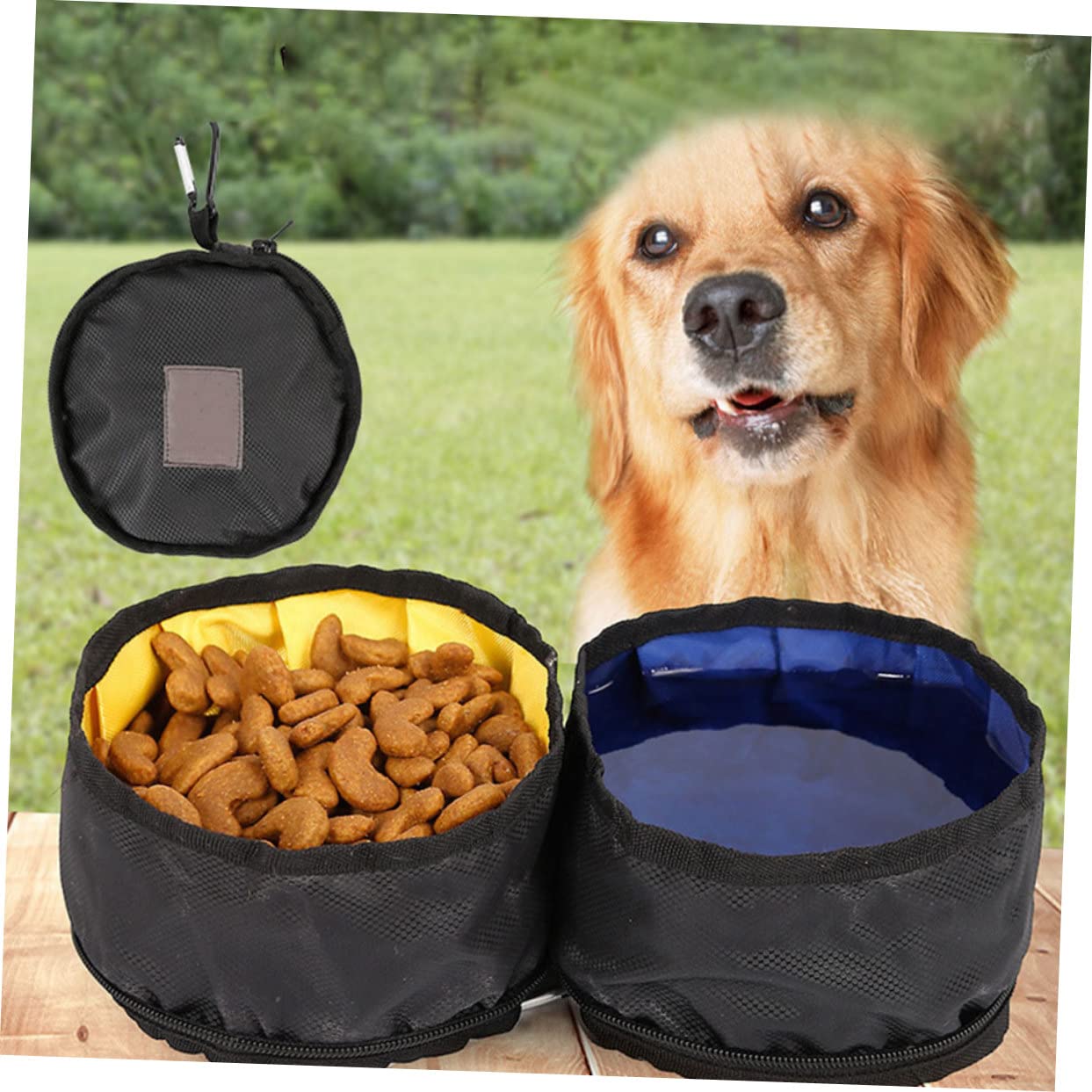 Sosoport 2stücke Pet Faltbare Hundeschalen Tragbare Doppelnapf Für Hunde Und Katzen Für Outdoor-aktivitäten Und Reisen Mit Karabiner Und Praktischem Reißverschluss Für Einfachen