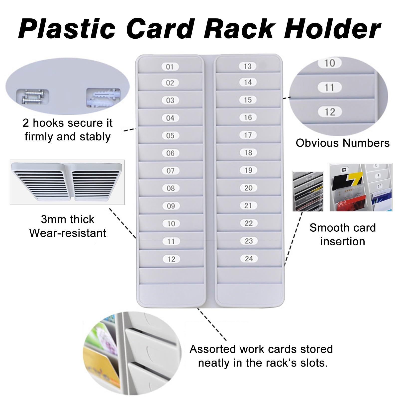 Tarjetero de pared con múltiples bolsillos para organizar tarjetas de identificación e información