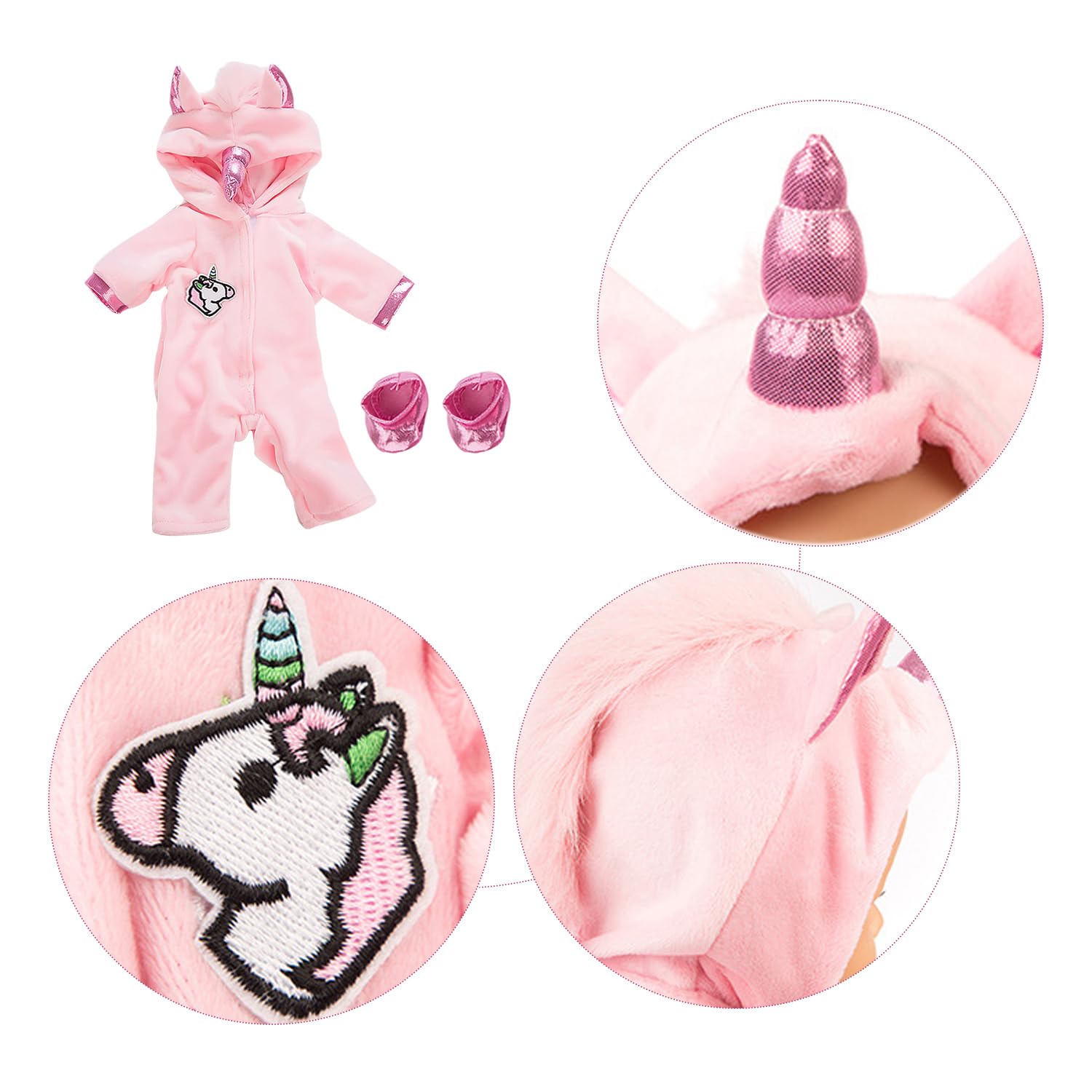 OAAO 1 Pink Doll Clothes And Shoes Set, 1 Clothes Hanger With Ears And Horns, Winter Onesie, Baby Clothing Accessories - Image 4