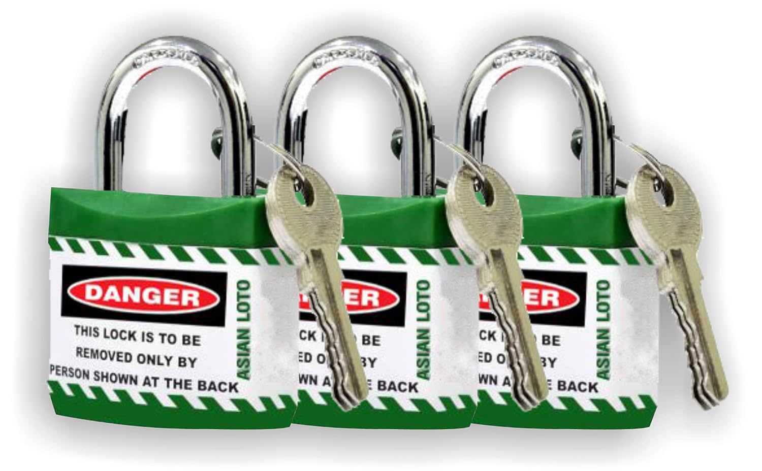 Asian Loto Regular Shackle Jacket Padlock with 3 Keys (Set of 3) GREEN