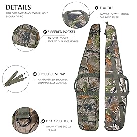AUMTISC Soft Rifle Case 41/45/49 Padded Shotgun Gun Bag for Storage Scoped Rifles with Zippered Pocket, Detachable Shoulder Sling (Camouflage-52\'\'-Fits Rifles Up To 49\'\')