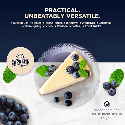 Miniatura 4 de Platos de plástico desechables transparentes Juego de 40 platos de 6 pulgadas elegantes platos de cena de fiesta, juego de platos de plástico aptos