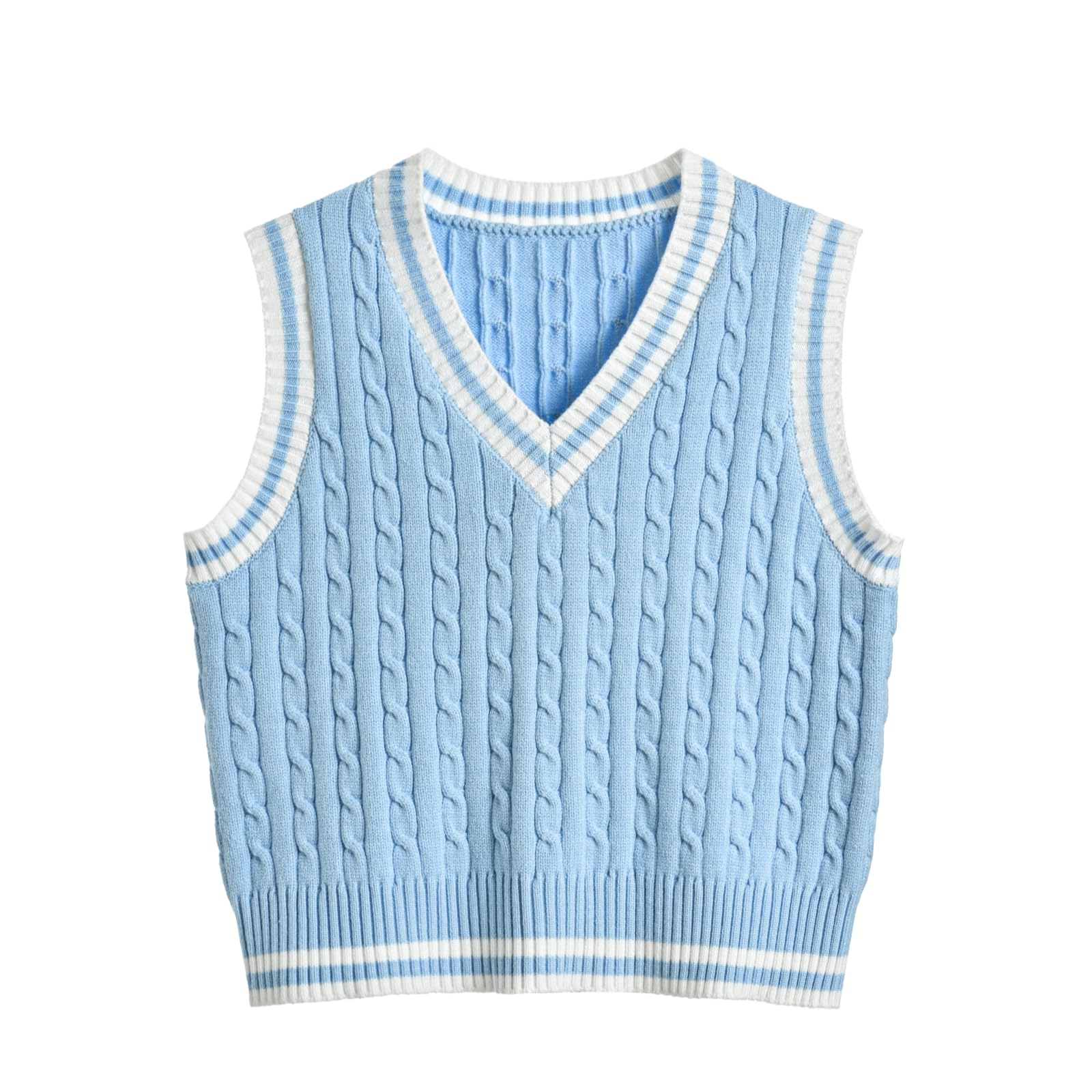 HyipelsWomen's Sweater Vest,Y2K Sleeveless Pattern Preppy Style Knitted Crop Tank Top for Girl