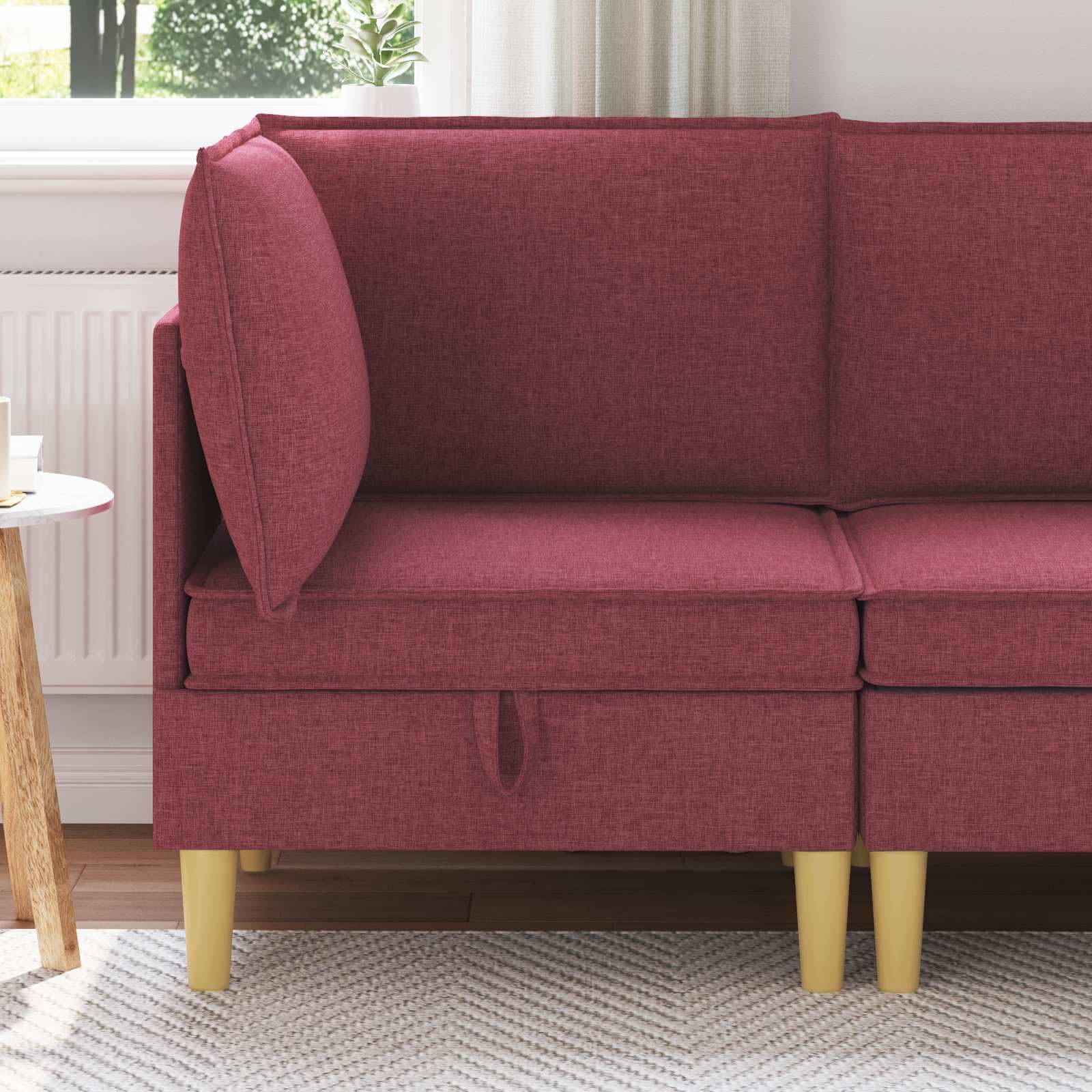 Nowoczesna sofa materiałowa z miejscem do przechowywania, sofa narożna, sofa do spania, dwuosobowa, trzyosobowa, do salonu, biura i pokoju gościnnego, składana, regulowana, trwała
