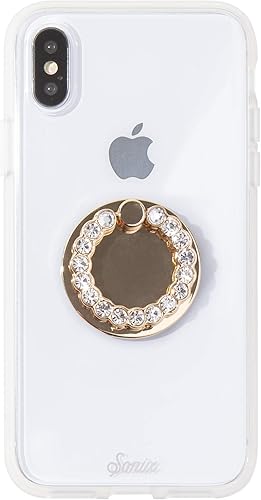Miniatura 2 de Sonix Anillo y soporte para teléfono con diamantes de imitación de cristal adornado (dorado, transparente)
