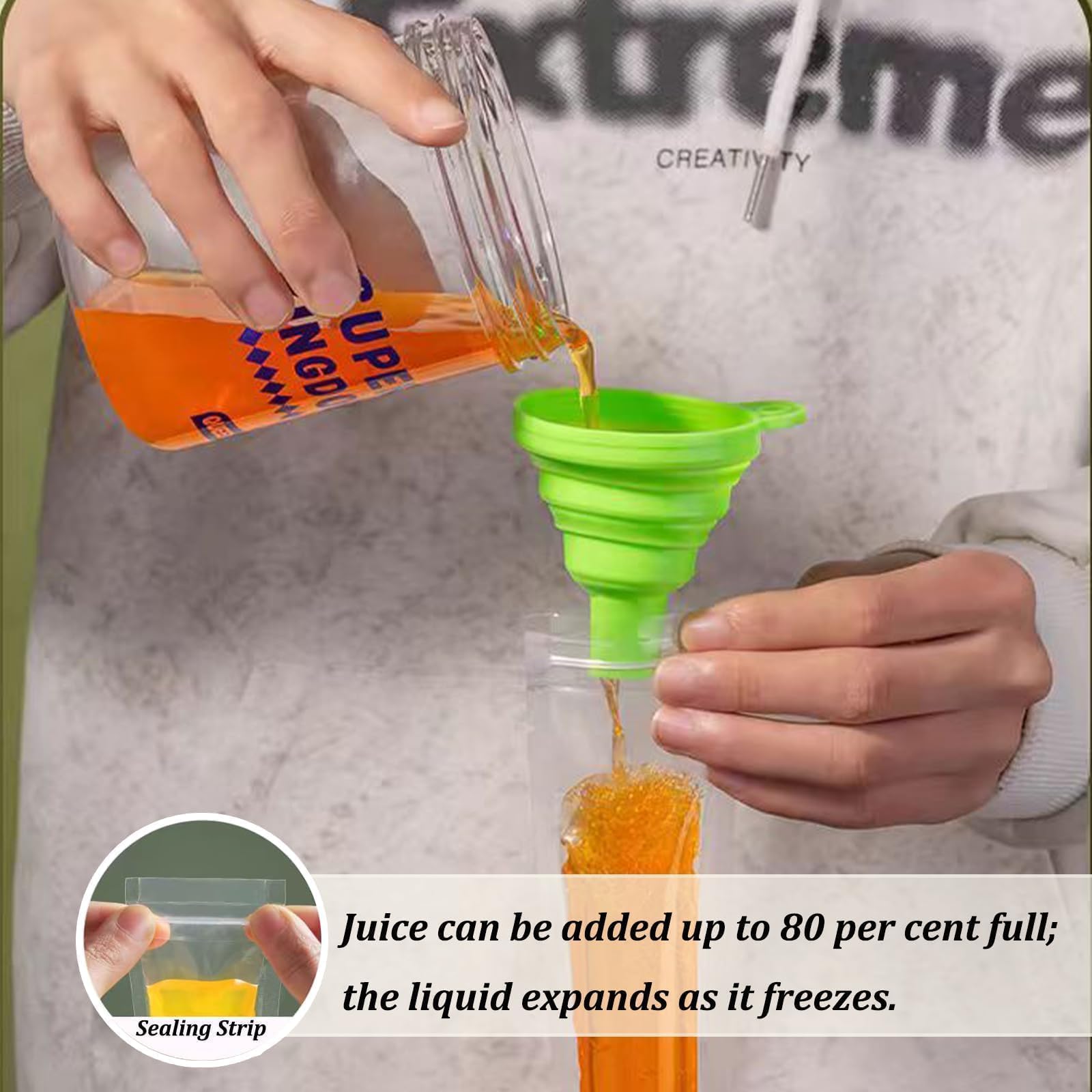 Sacchetti per Ghiaccioli 100 Pezzi con Imbuto - Bustine Ghiaccioli per Muffe Ice Popsicle - Ideali per Gelato, Yogurt, Famiglia