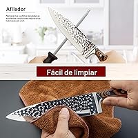 Vista 4 de Juego de cuchillos de cocina, juego de cuchillos de 15 piezas con bloque de madera, autoafilable para juego de cuchillos de chef, juego de cuchillos