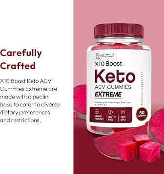 Justified Laboratories X10 Boost Keto ACV Gummies Extreme (2000 mg) - 60 Count, Pack of 3 - Made with the Mother & Vitamin B12 - Non-GMO, Vegan, Gluten Free - 90 Servings