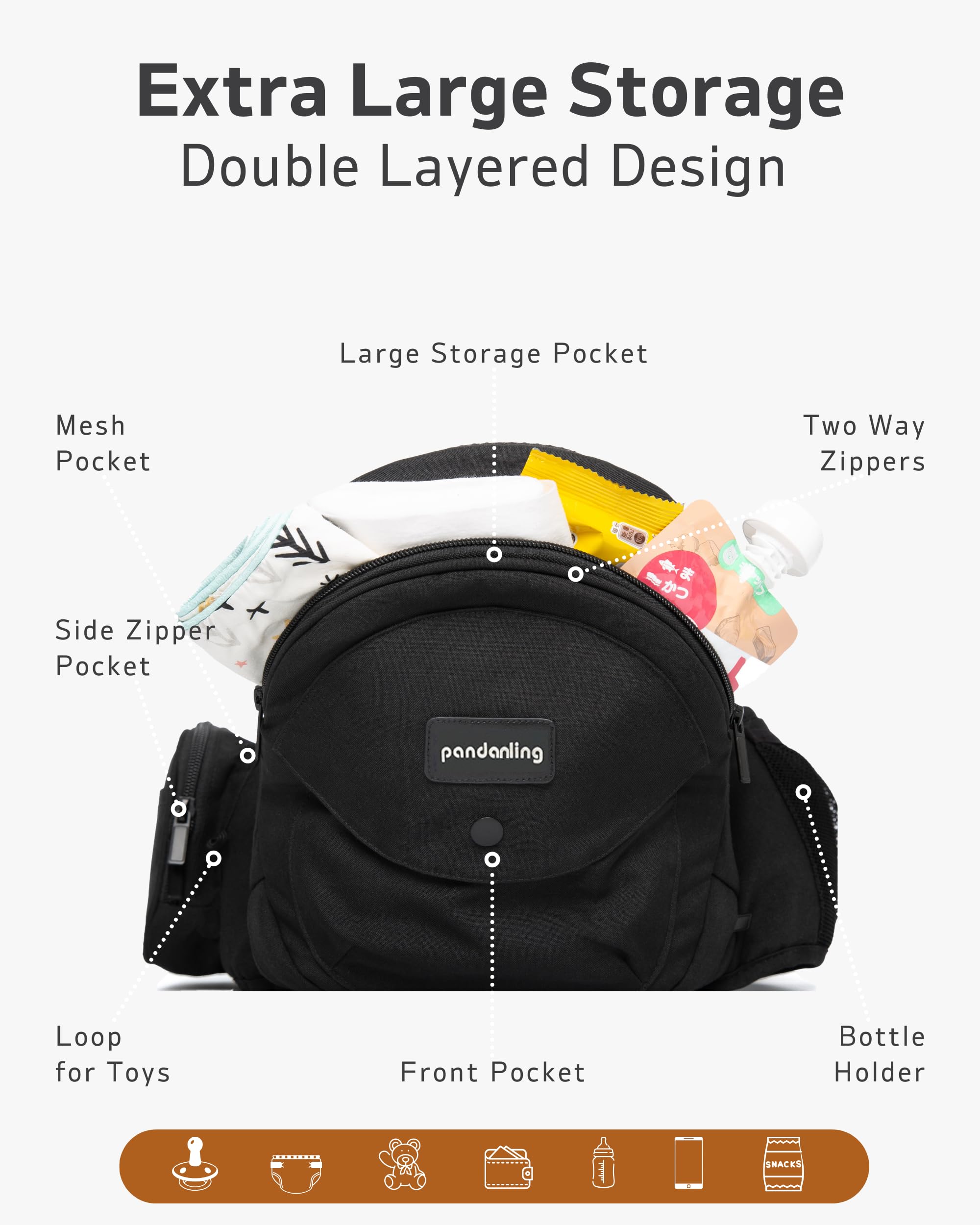 Porte-bébé avec siège hanche pour 0-36 mois (3-35 kg), 6 façons de porter, Noir