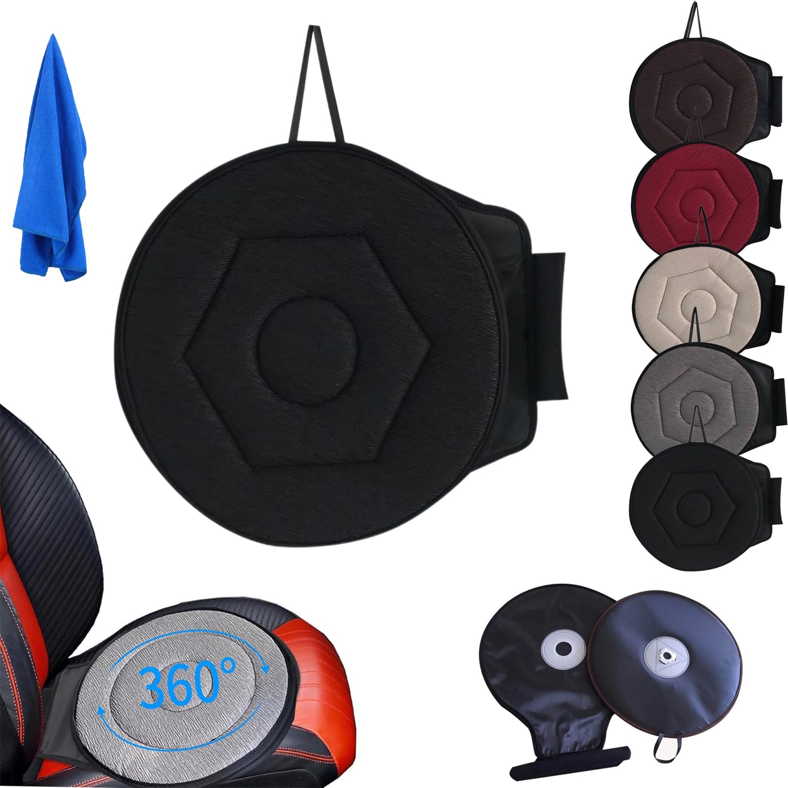 Gienslru 360 Rotating Seat Cushion for Car, Rotating Seat Cushion Elderly for Car, 2024 Best 360 Rotating Seat Cushion, Portable Rotating Seat Cushion 360 Degrees for Elderly Support (D)