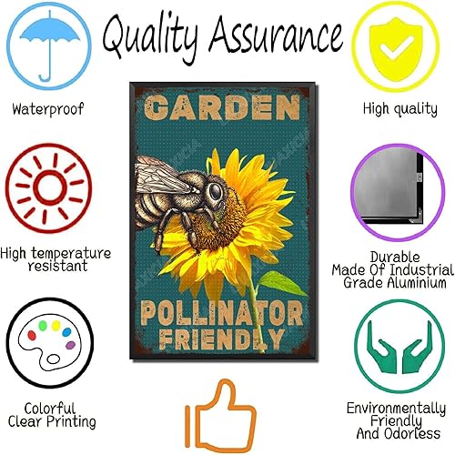 Vista 128 de LIUAXICIA Letreros de metal divertidos para jardín, letreros de metal con diseño de colibrí, para garaje, hogar, cafetería, bar, granja, pared