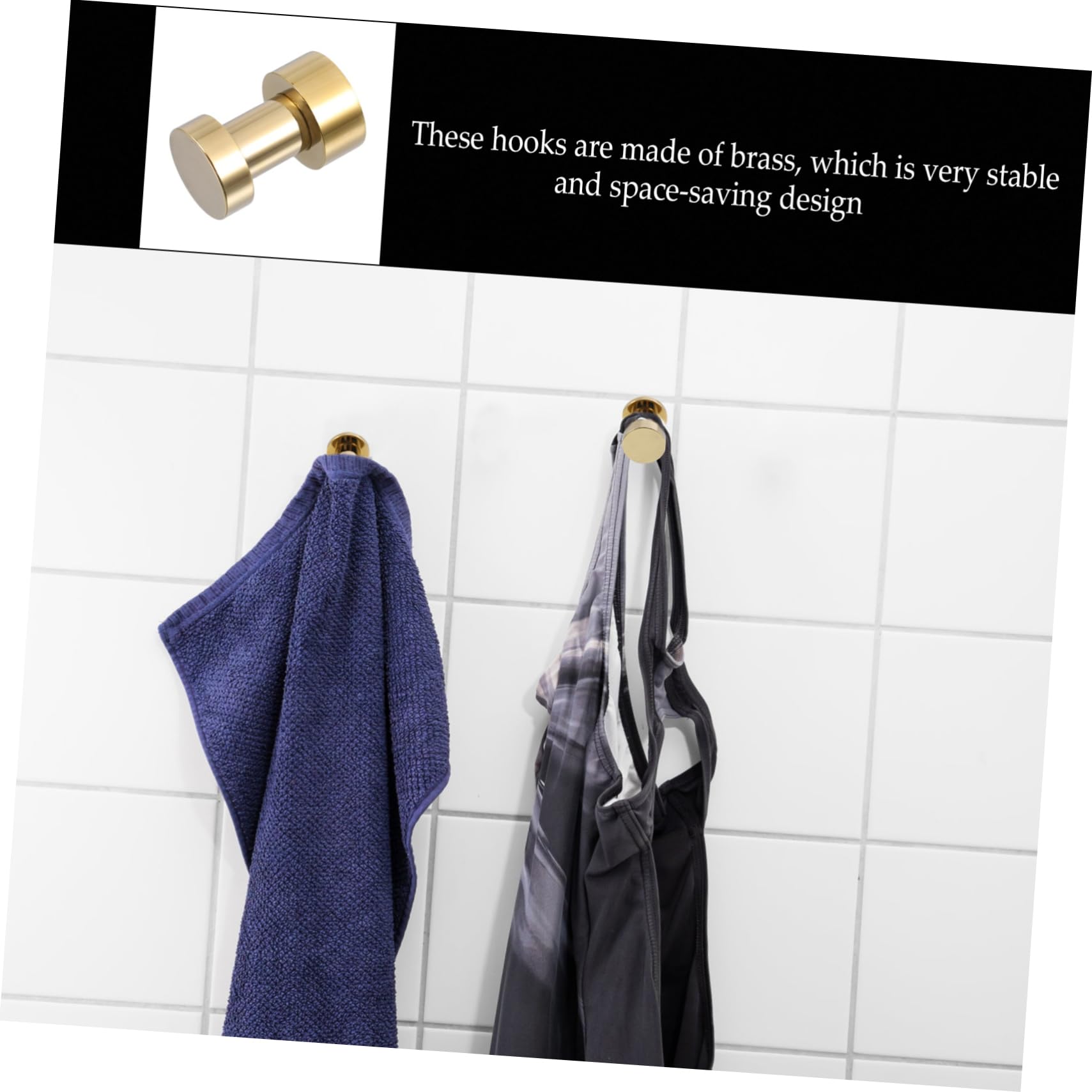 MAGICLULU Ganchos Espacio Pared Dorado Resistentes de Latón Ahorran de 5, y Toallas y Ropa Baño y Salón
