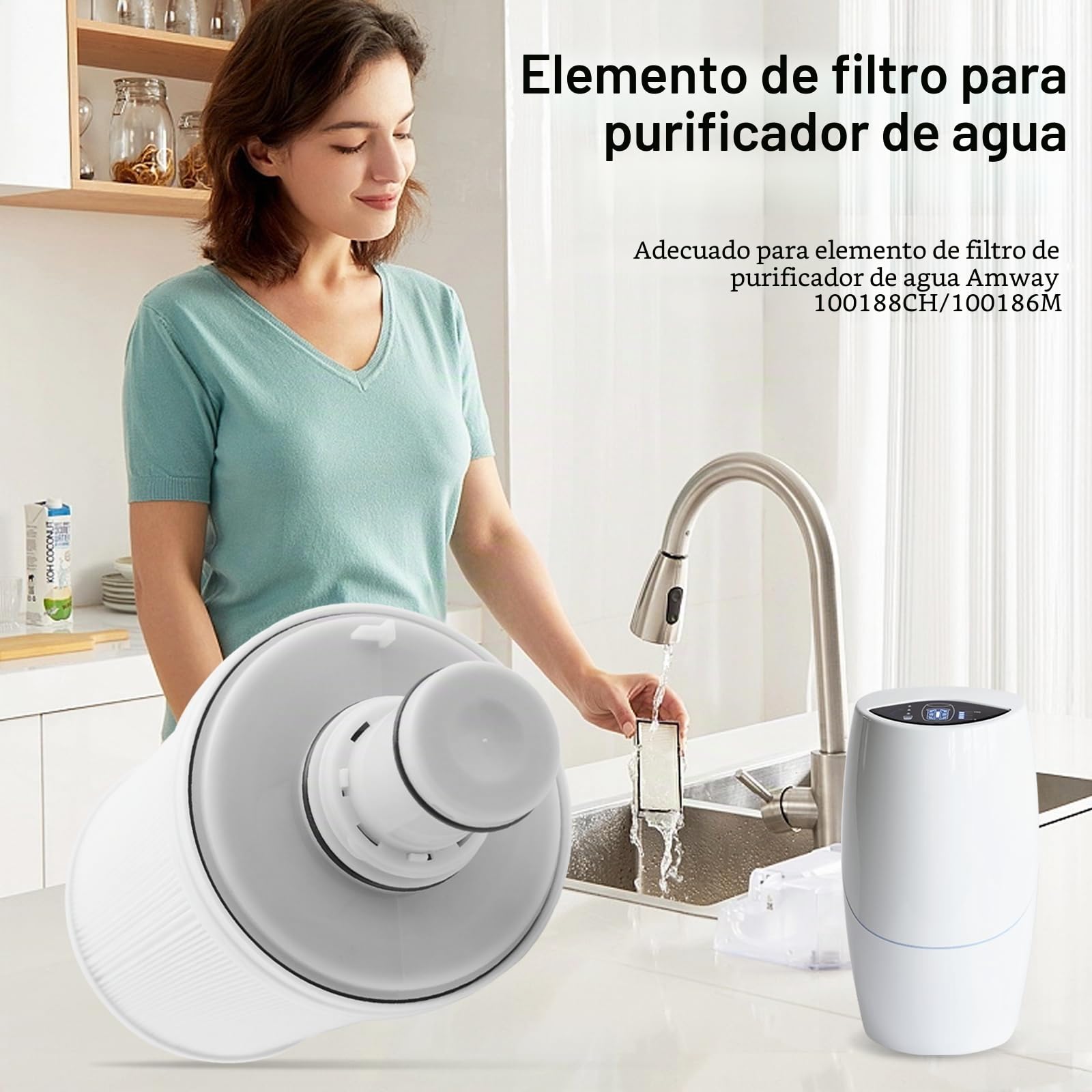 Filtro de Agua compatible con Amway espring 100186M/100188CH, Repuesto de Filtro de Agua, Cartuchos de Filtro de Agua, Calidad del Agua Mejorada
