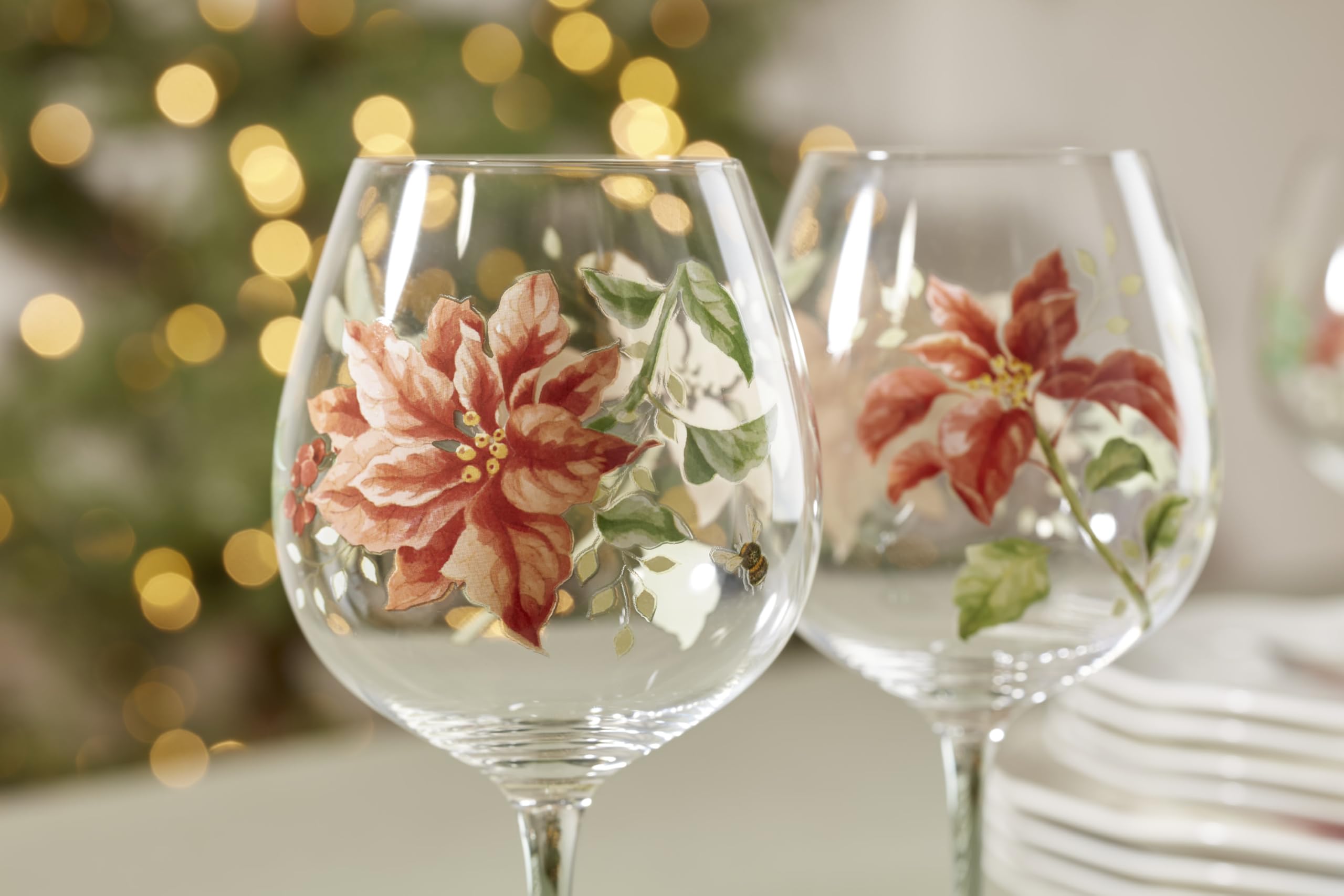 Lenox Glassware, Butterfly Meadow Balloon Weingläser, 4er-Set, 750 ml Fassungsvermögen, aus Glas, spülmaschinenfest, Trinkgläser-Set, Cocktailglas, Haus und Küche (transparent, 4 Stück)