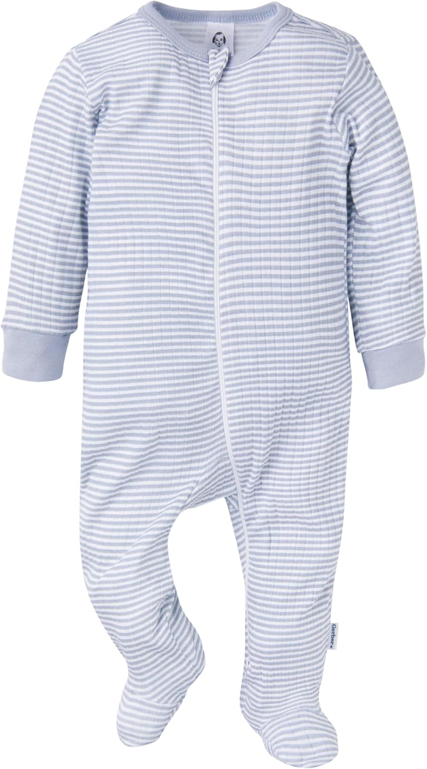 Gerber baby-girls Baby Unisex 2-pack 2-way Zip Textured Sleep 'N Play - Image 2