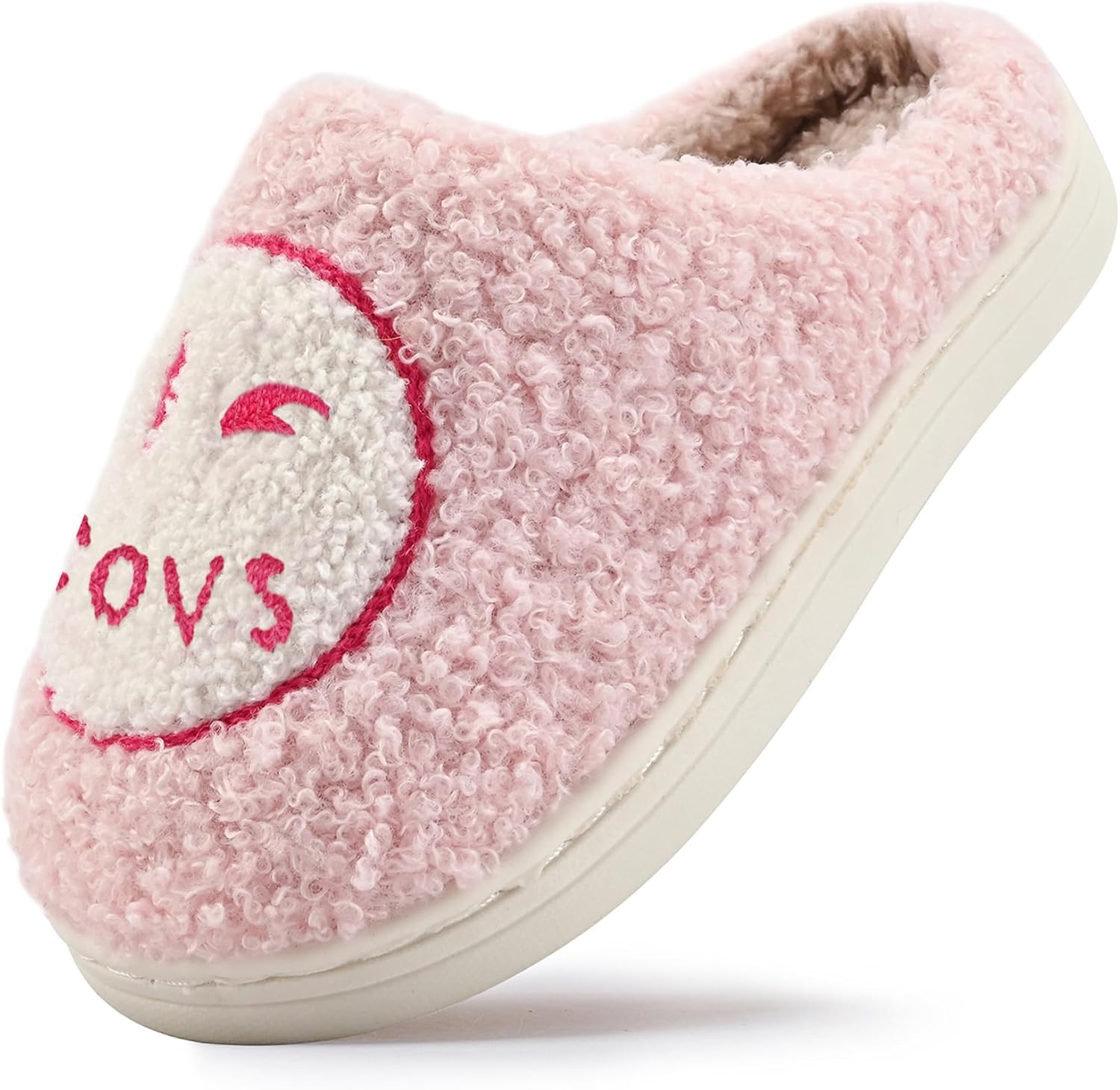COVS Cute Kids Face Slippers for Girls Boys Soft Plush Non-Slip Toddler House Slippers Little kids Indoor Outdoor