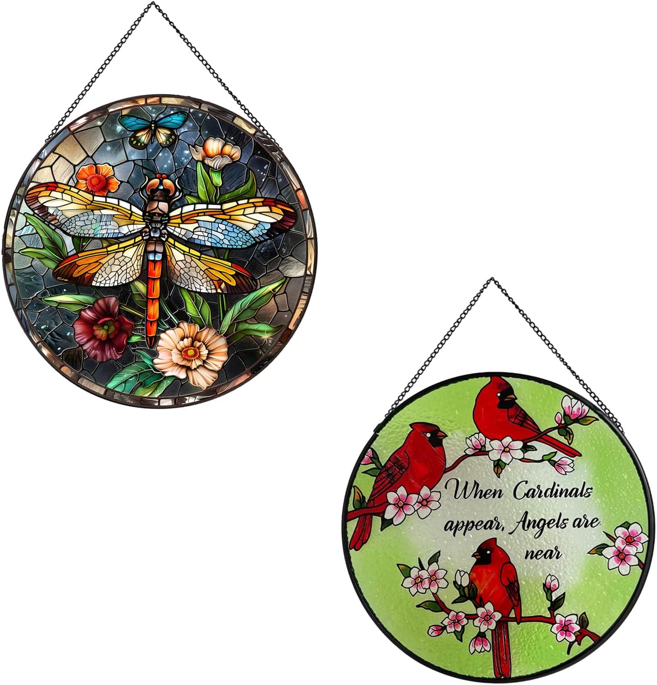 Stained Glass Suncatchers for Windows+ Dragonfly Hanging Stained Glass Suncatcher