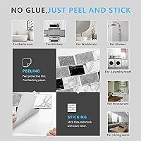 Vista 6 de URCOLOR 10 hojas de vinilo adhesivo para salpicaduras en cocina, 12 x 12 pulgadas, autoadhesivo para salpicaduras en baño, aspecto de mármol negro