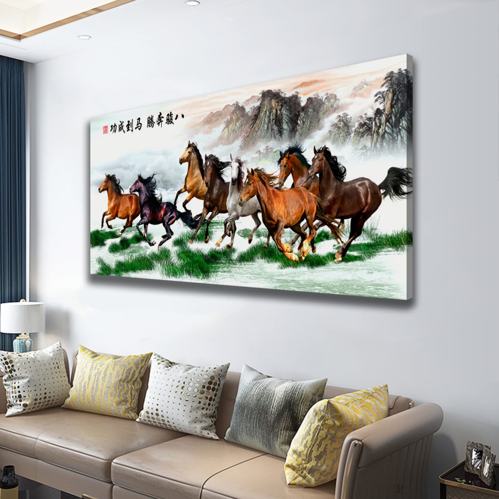 Amazon.co.jp: キャンバス絵画 中国のクラシックスタイル 8頭の