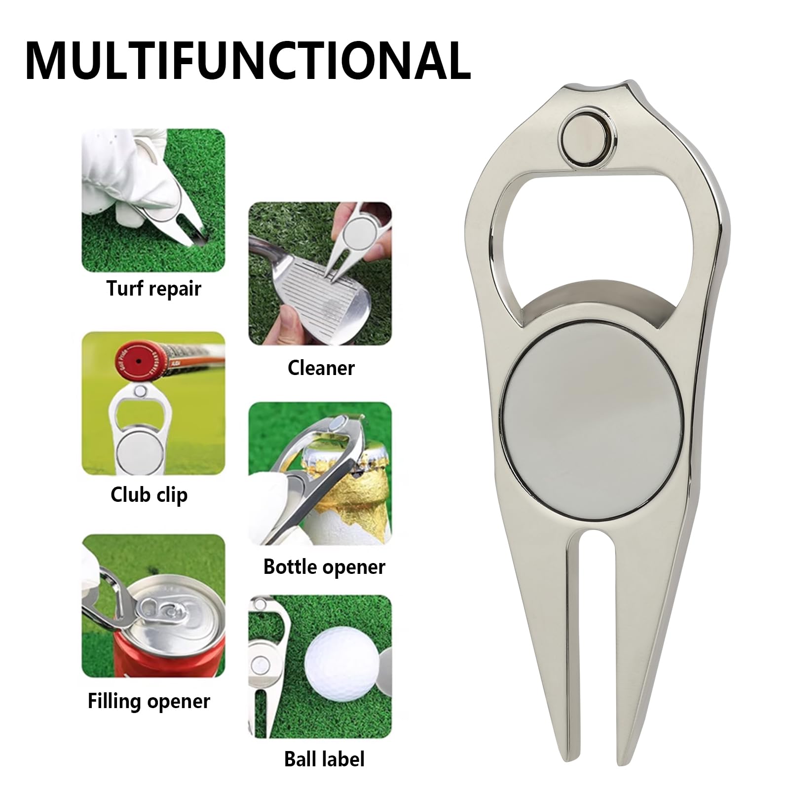 Herramienta de Divot de Golf Doble Punta, Tenedor Ergonómico Compacto para Reparación del Green