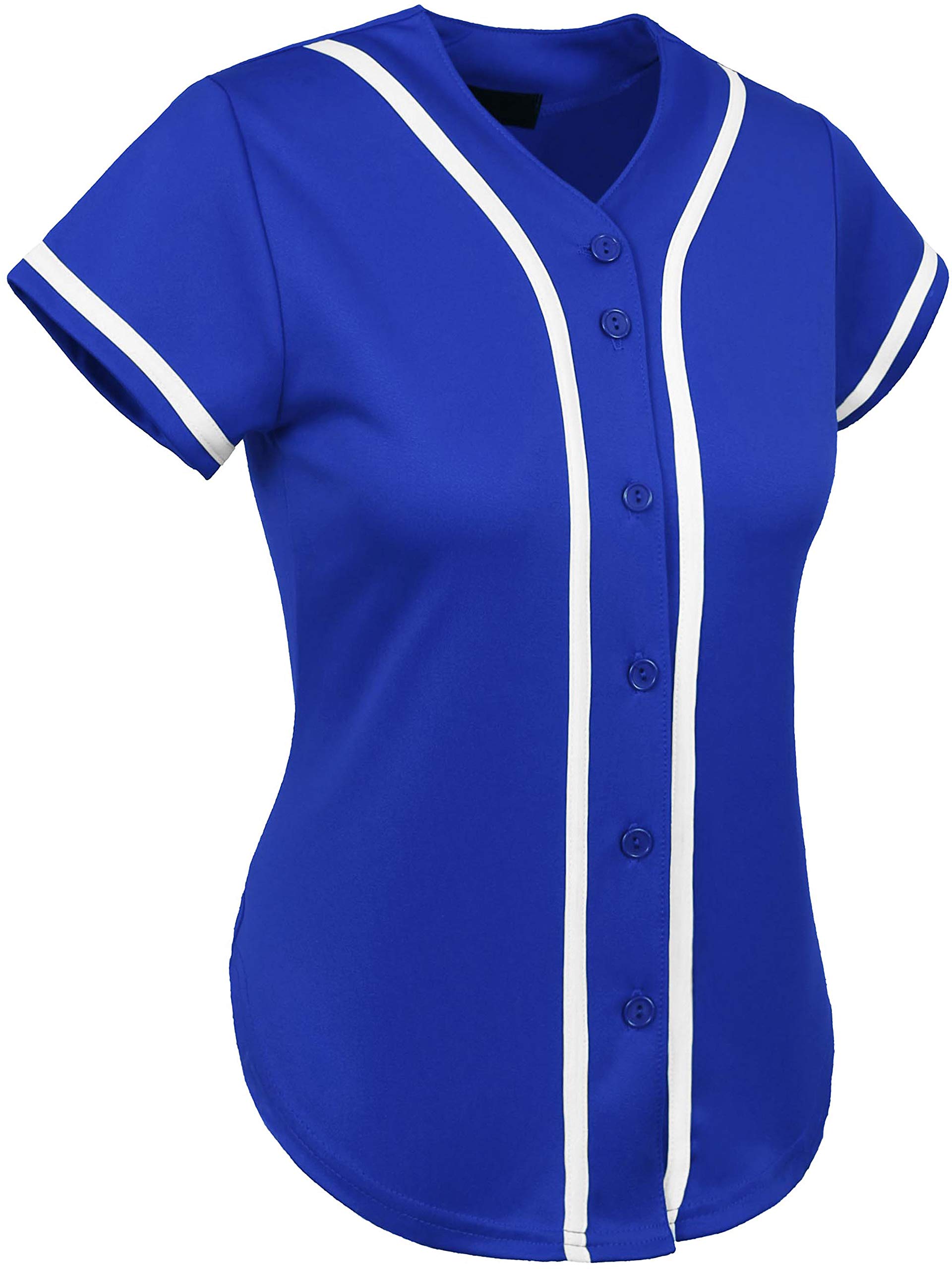 Hat and Beyond Womens Baseball Button Down Athletic Tee Short - softball | Mubboo