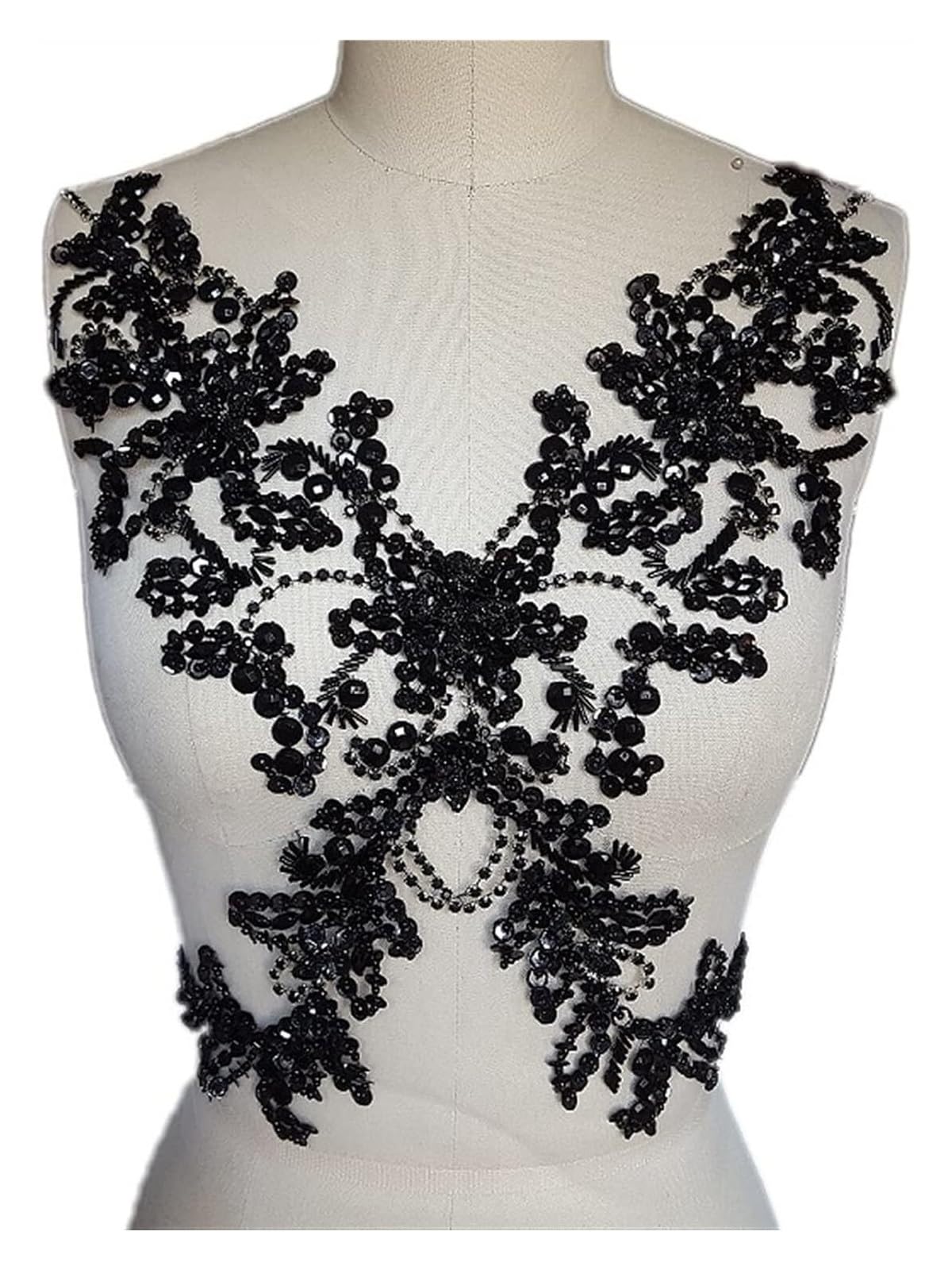 Décoration de mariage avec patchs en strass argentés fins et perles à coudre pour costumes