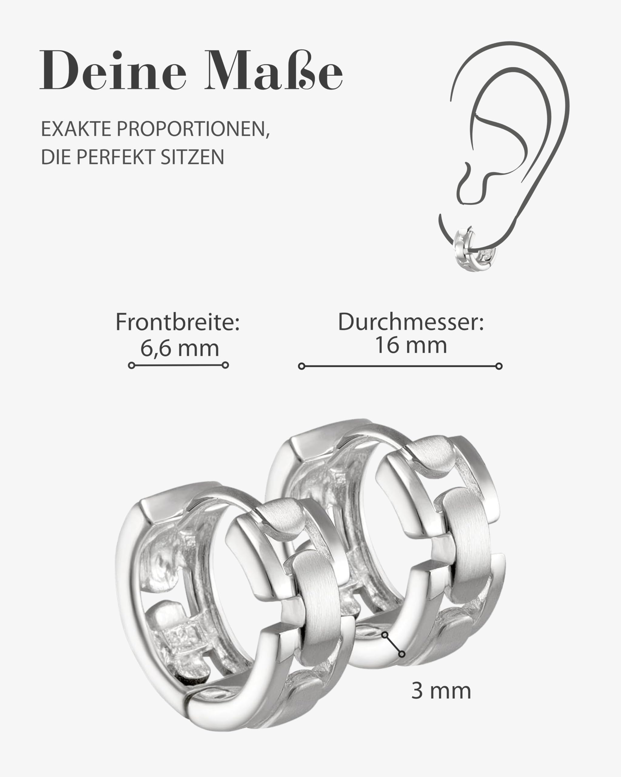 VINANI Klapp-Creolen aus 925 Sterling Silber I Nickelfreie Ohrringe für Damen I Mattierte & glänzende Oberfläche mit Anlaufschutz I Allergikerfreundlich I Handarbeit in Juweliersqualität I CRKG